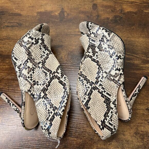 Jessica Simpson Javrey Shooties 7 Womens Snakeskin Peep Toe Stiletto Heels Boots - Picture 8 of 10